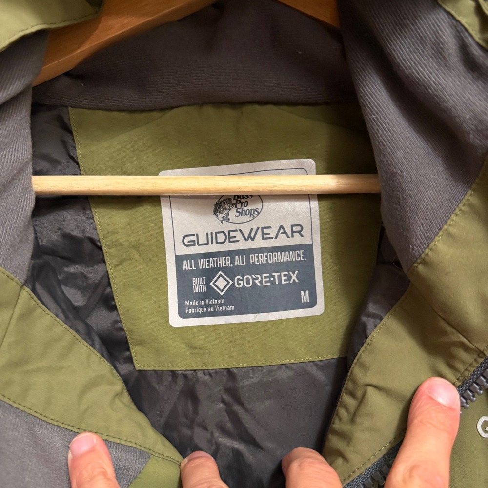 Bass Pro Shops Jacket Mens M Green Guidewear Gore-Tex Fishing Rain Parka Hooded - Picture 11 of 16